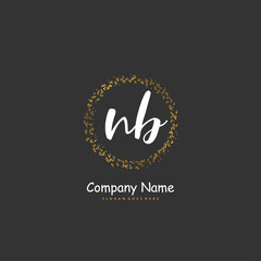N B NB Initial handwriting and signature logo design with circle. Beautiful design handwritten logo for fashion, team, wedding, luxury logo.