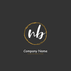 N B NB Initial handwriting and signature logo design with circle. Beautiful design handwritten logo for fashion, team, wedding, luxury logo.