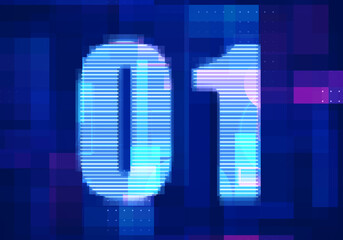 Obraz premium 01 binary computer code on the screen on monitor computer technology with blue background. Abstract digital future design concept.