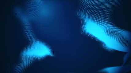 Dot blue wave light screen gradient texture background. Abstract  technology big data digital background. 3d rendering.