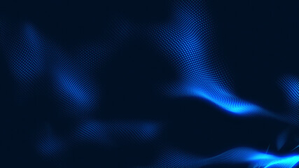 Dot white blue wave light screen gradient texture background. Abstract  technology big data digital background. 3d rendering.