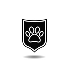 Pet protection shield icon with shadow