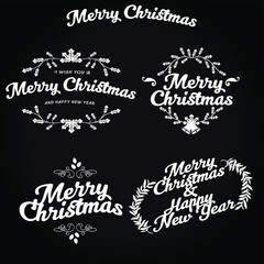 black and white christmas designs vector illustrations