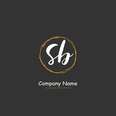 S B SB Initial handwriting and signature logo design with circle. Beautiful design handwritten logo for fashion, team, wedding, luxury logo.