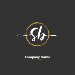 S B SB Initial handwriting and signature logo design with circle. Beautiful design handwritten logo for fashion, team, wedding, luxury logo.