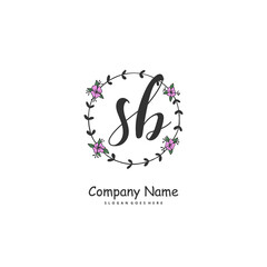 S B SB Initial handwriting and signature logo design with circle. Beautiful design handwritten logo for fashion, team, wedding, luxury logo.