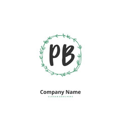 P B PB Initial handwriting and signature logo design with circle. Beautiful design handwritten logo for fashion, team, wedding, luxury logo.