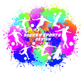 Soccer logo design. Colorful football sport background. Website landing page. Template for apps. Vector illustration.