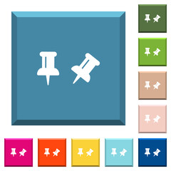 Fototapeta premium Toggle pin white icons on edged square buttons