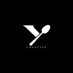 Spoon concept simple flat Y letter logo design