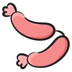 
Hot dog sausages icon, frankfurter hand drawn editable vector.
