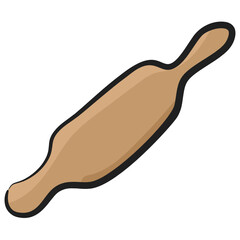 
Icon of dough roller, kitchen tool vector in doodle style.
