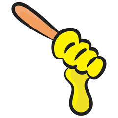 
Honey drops from honey dipper icon in doodle style  
