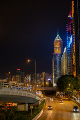 night view of the city hong kong
