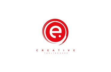 Vector Artistic Beautiful Decorative Letter E Circle Strokes Logo