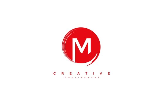 Vector Artistic Beautiful Decorative Letter M Circle Strokes Logo