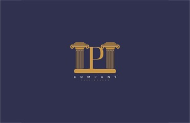 Vector Letter P with Pillars Design Logo