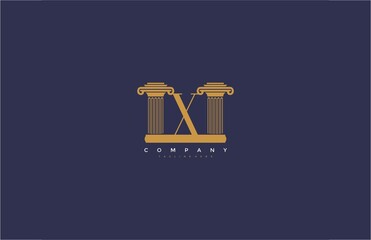 Vector Letter X with Pillars Design Logo