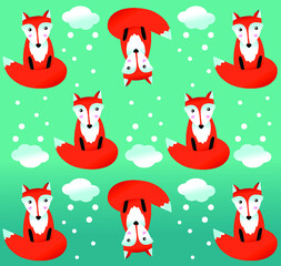Vector pattern of foxes. Pattern for kids. Funny  fashion animal pattern