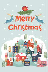 Merry Christmas. Christmas greeting card. Vector illustration.