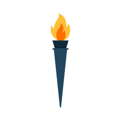 Torch flat, flame icon, vector illustration isolated on white background