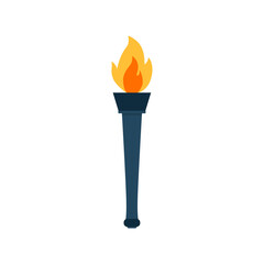 Torch flat, flame icon, vector illustration isolated on white background