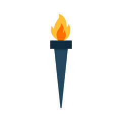 Torch flat, flame icon, vector illustration isolated on white background