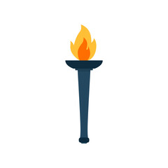 Torch flat, flame icon, vector illustration isolated on white background