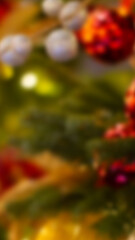 Colorful bokeh defocused Christmas fairy lights, New Year's fair