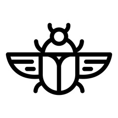 Flying scarab beetle icon. Outline flying scarab beetle vector icon for web design isolated on white background