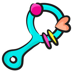 
Doodle icon design of kids rattle, noise vector 
