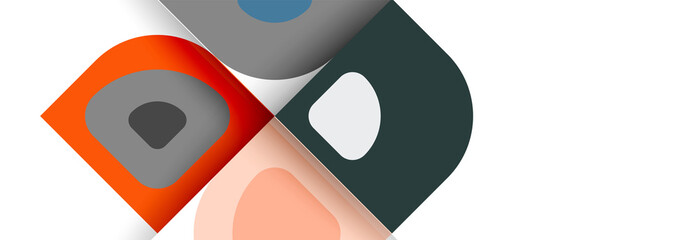 Set of vector modern geometric abstract backgrounds with repeating abstract round shapes patterns and shadow effects