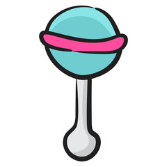 
Doodle icon design of baby brazilian rattle, noise vector 
