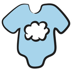 
Infant clothing or baby romper icon in doodle design 
