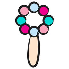 
Doodle icon design of baby music rattle, noise vector 
