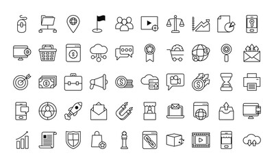 marketing icon set, line style