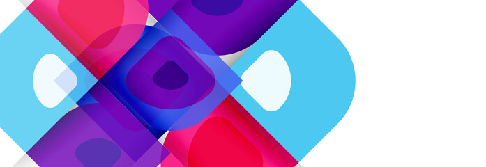 Set of vector modern geometric abstract backgrounds with repeating abstract round shapes patterns and shadow effects