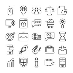 portfolio and marketing icon set, line style
