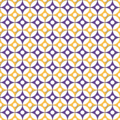 Fototapeta premium Arabic arabesque seamless pattern with colorful elements on white background. Design greeting card for Ramadan Kareem, Islamic ornamental colorful detail of mosaic. Vector geometric illustration.