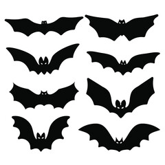 Bats silhouettes on the white background