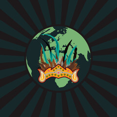 Indigenous Peoples Day, 9th August. Vector illustration. Mojokerto - Indonesia.