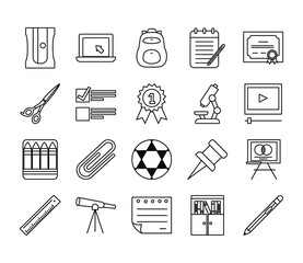 school line style icon set vector design