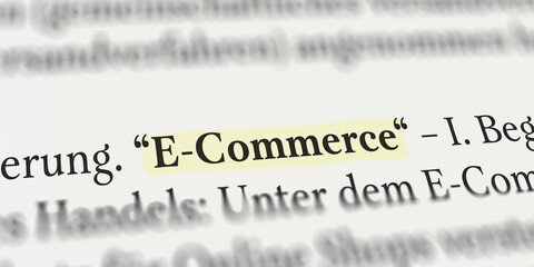 E Commerce im  Buch mit Textmarker markiert