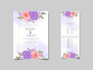 beautiful and elegant wedding invitation with floral concept