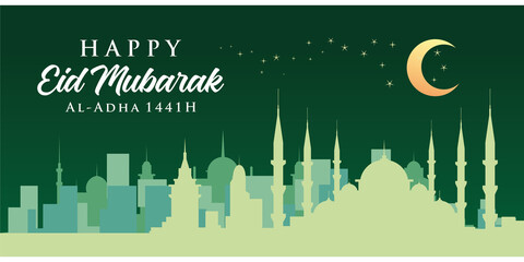 Fototapeta premium Happy eid mubarak. Islamic Background Design for banner, flyer, greeting card vector