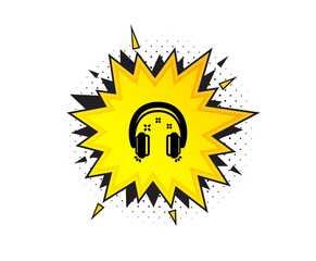 Headphones icon. Quote speech bubble. Music listen sign. Musical earphones symbol. Quotation marks. Classic headphones icon. Vector