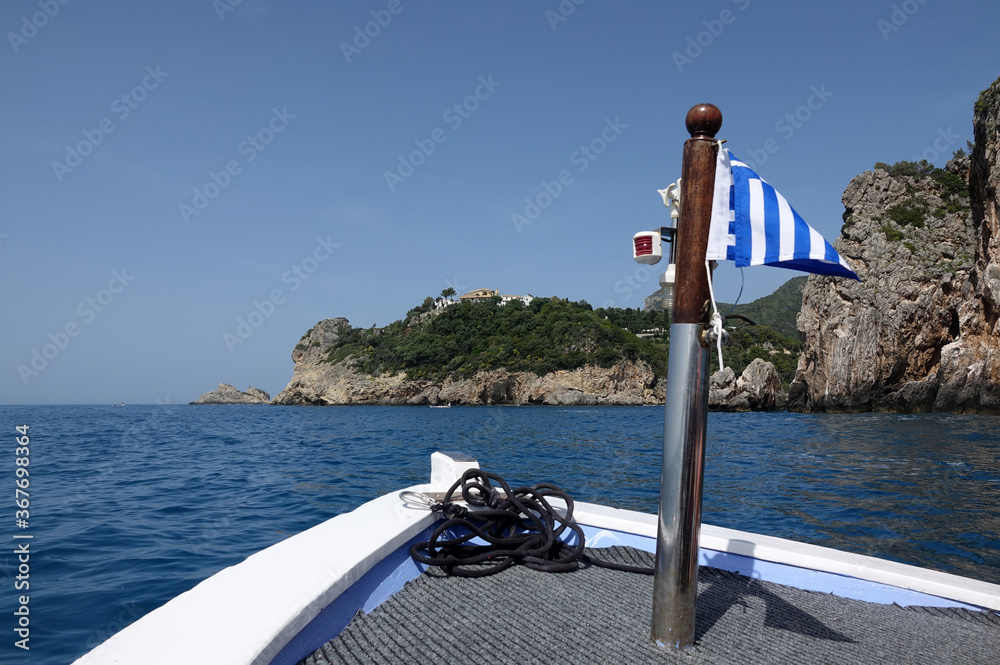 Sticker Bootsausflug bei paleokastritsa, Korfu