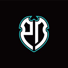 P D Initial logo design with a shield shape