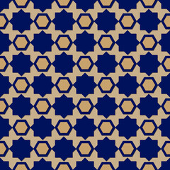 Arabic arabesque seamless pattern with colorful elements. Geometric background. Design greeting card for Ramadan Kareem, Islamic ornamental colorful detail of mosaic. Vector illustration.