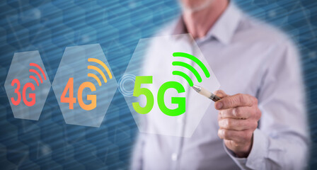 Man touching a 5g concept